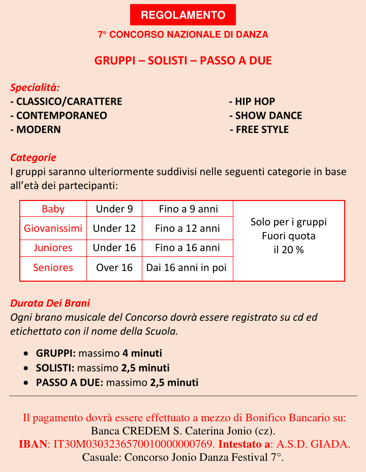 Jonio Danza Festival - 7 Edizione - Concorso Nazionale di Danza - Soverato (CZ) - Direzione Artistica Michele Villanova - Direzione Generale Pierluigi Galati